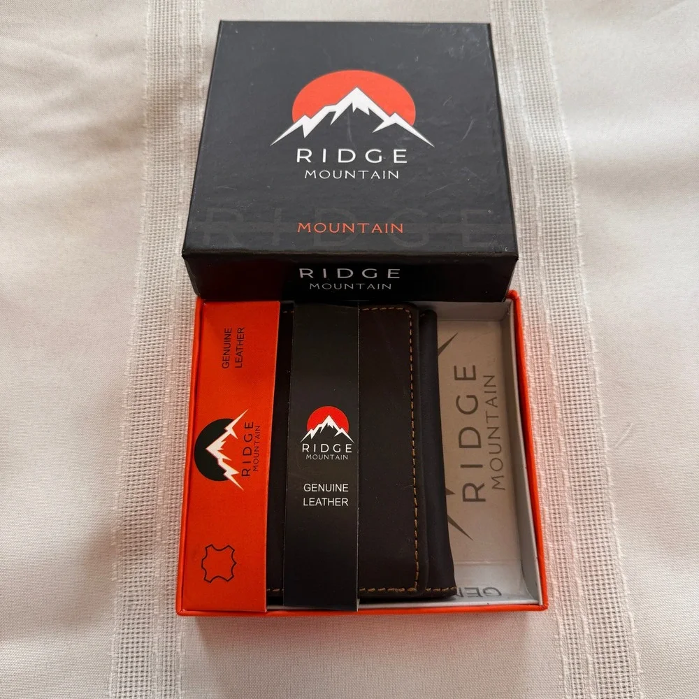 Ridge Mountain Mens Brown Oil Pull Leather Trifold Wallet RMMW03 NIB